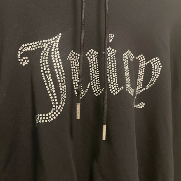 NWOT Juicy Couture Woman’s Rhinestone and Black Sweatshirt with hood, size L - Picture 4 of 4